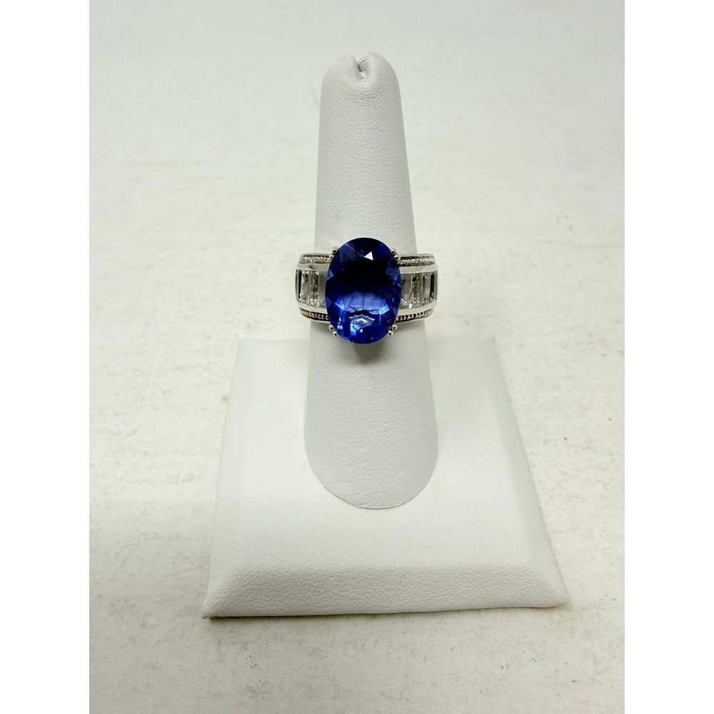 Shop LC Blue Color Change Fluorite/White Topaz Sterling Silver Size 7 Ring 5635